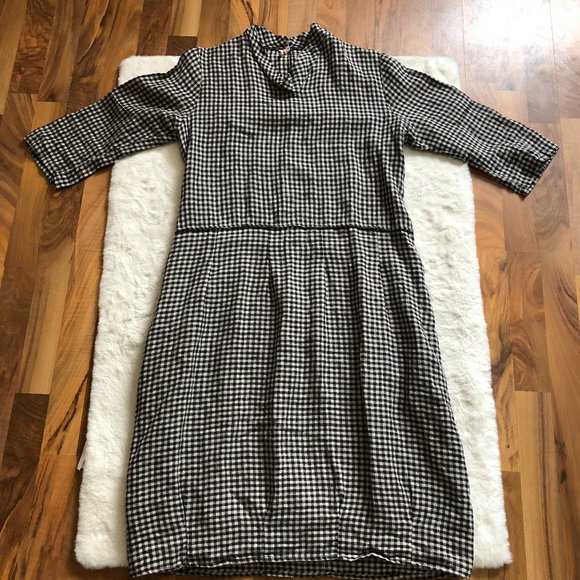 South street linen gingham midi dress 100% linen size 0 (US 6/8) - Picture 1 of 10